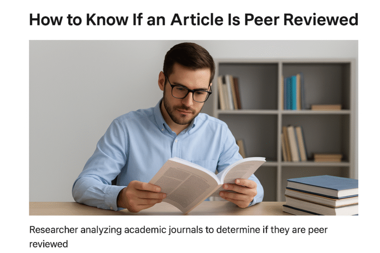 Researcher analyzing academic journals to determine if they are peer reviewed
