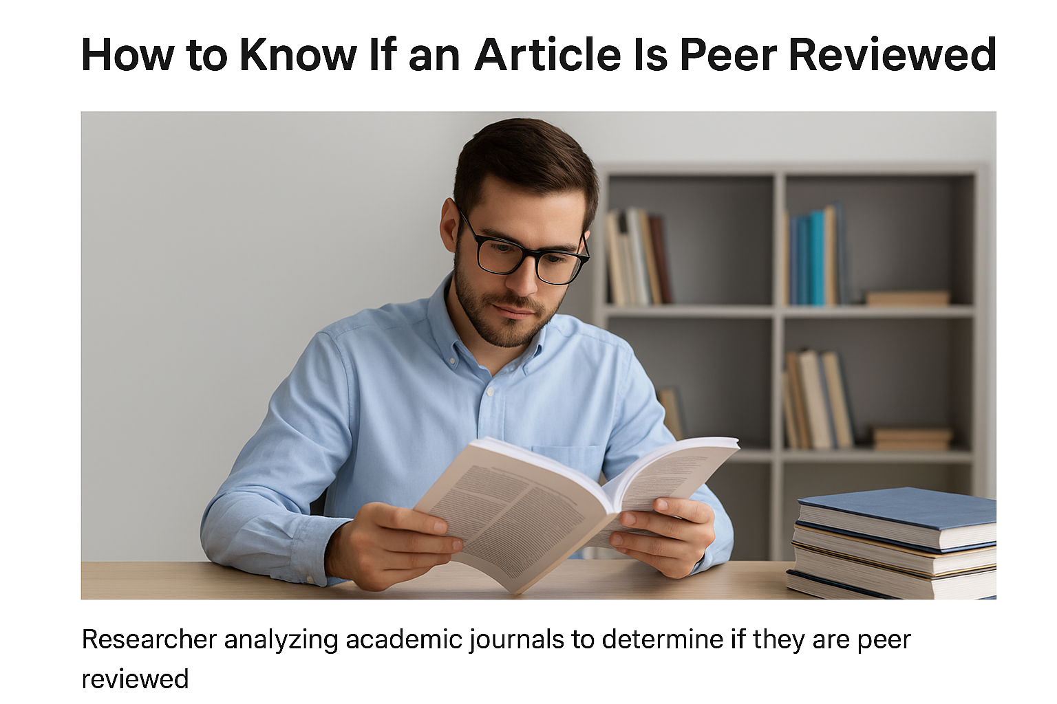 Researcher analyzing academic journals to determine if they are peer reviewed