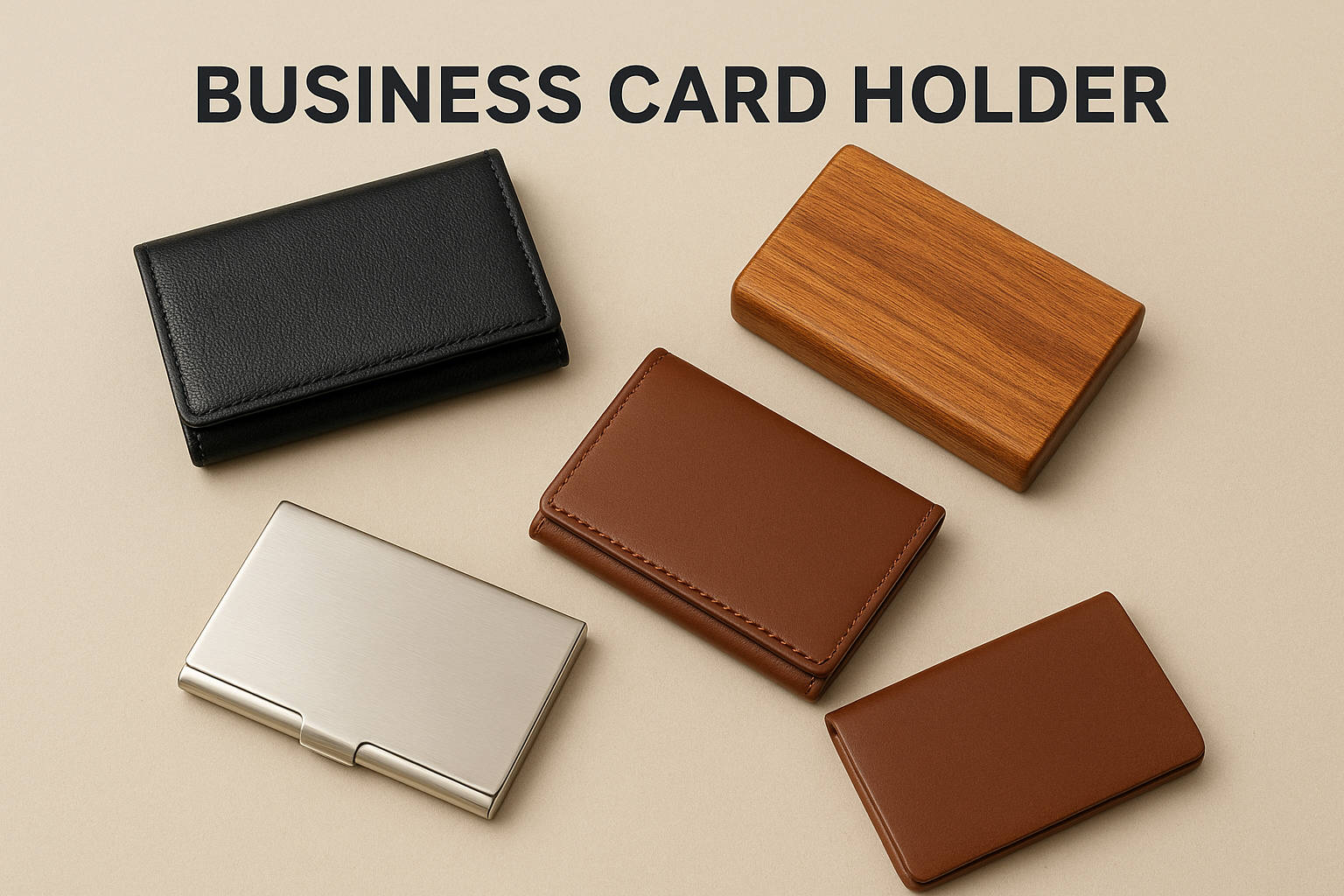 Professional offering a business card from a sleek holder during a meeting.